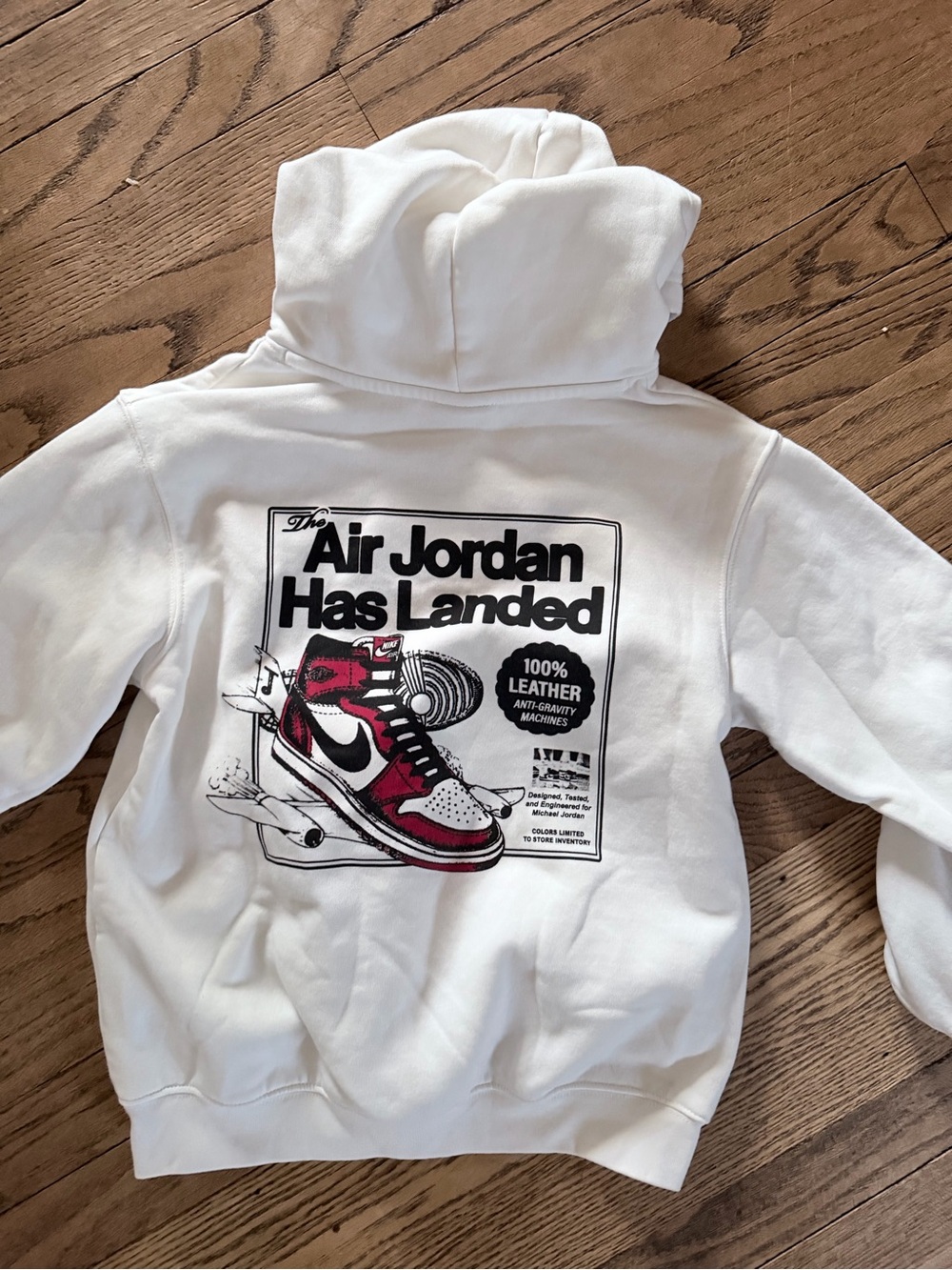 Jordan White Hoodie with Red & Black Graphic